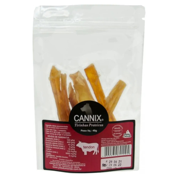 Petisco Natural Tirinhas Proteicas De Tendão Bovino 40G Cannix Único