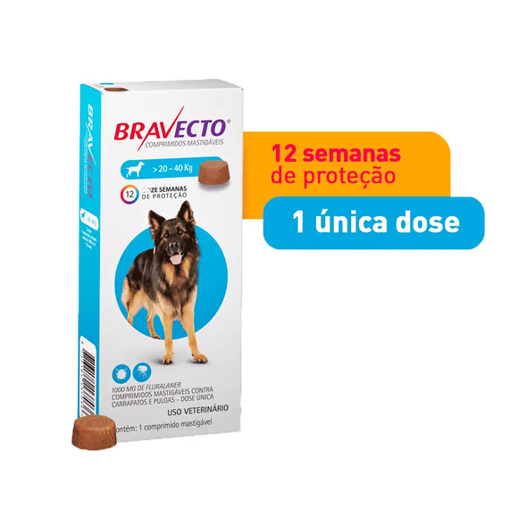 Antipulgas e Carrapatos MSD Bravecto para Cães de 20 a 40 Kg