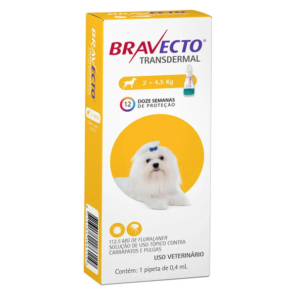 Antipulgas e Carrapatos MSD Bravecto Transdermal para Cães de 2 a 4,5 Kg