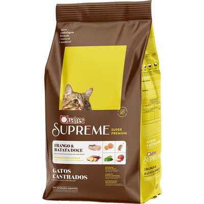 Ração Seca Quatree Supreme Frango e Batata Doce para Gatos Castrados 500g