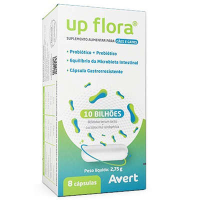 Suplemento Alimentar Avert Up Flora para Cães e Gatos 8 Cápsulas
