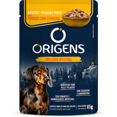 Ração Úmida Origens Frango com Cenoura para Cães Adultos Porte Pequeno 85g
