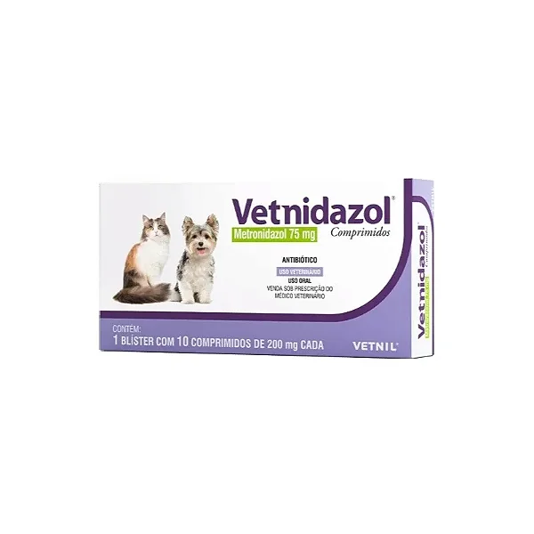 Antimicrobiano Vetnidazol 75mg 10 comprimidos para Cães