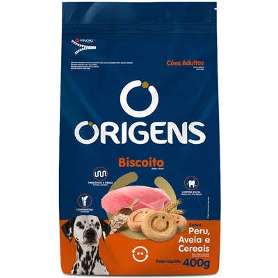 Biscoito Origens para Cães Adultos Porte Grande Sabor Aveia e Cereais 400g