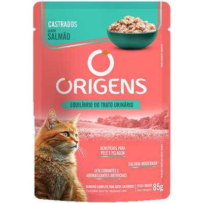 Ração Úmida Origens Salmão para Gatos Castrados 85g