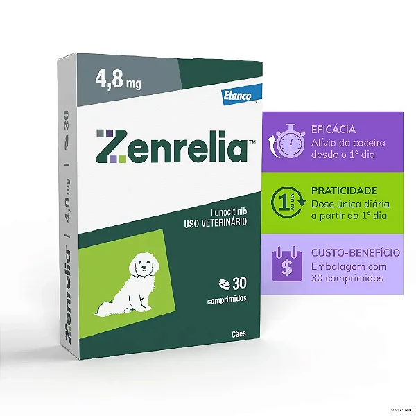 Zenrelia 4,8mg Tratamento para Coceira em Cães 30 comprimidos