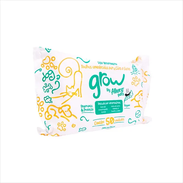 Toalhas Umedecidas Grow By Allure Pets 50 unidades