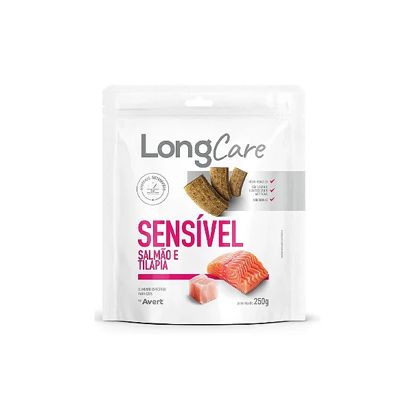 Snack LongCare Funcional Sensível para Cães Adultos Sabor Salmão e Tilápia 250g