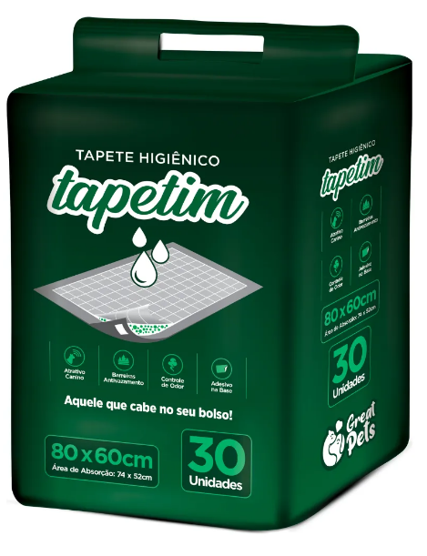 TAPETE HIGIÊNICO TAPETIM 80X60CM COM 30 UNIDADES