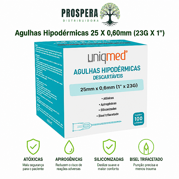 Agulha Hipodérmica 25x 0,60mm (23gx1)