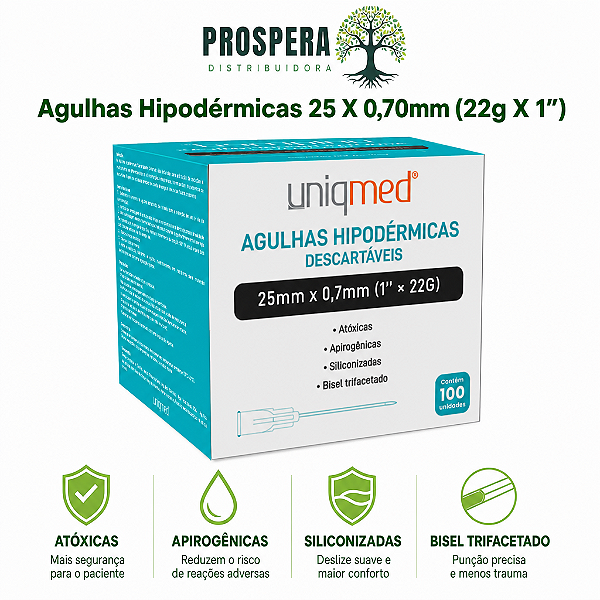 Agulha Hipodérmica 25 X 0,70mm (22g x 1)