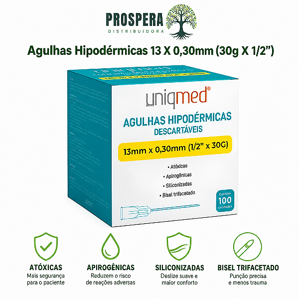 Agulha Hipodérmica 13x 0,30mm (30gx1/2)