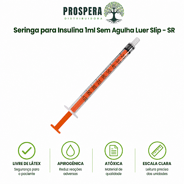 Seringa 1ml Sem Agulha - Luer Slip