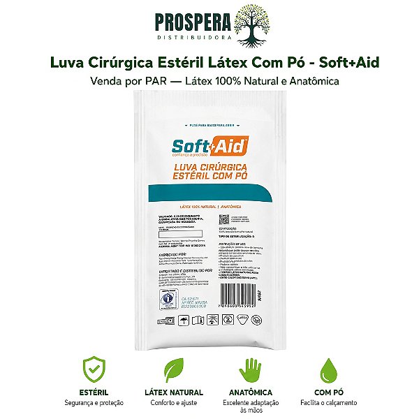 Luva Cirúrgica De Látex Estéril Com Pó Soft Aid