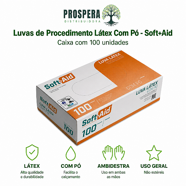 Luvas De Procedimento Látex Com Pó Soft Aid