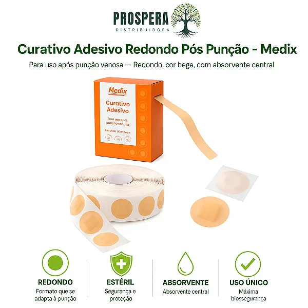 Curativo Adesivo Redondo Pós Punção Medix