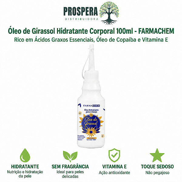 Óleo de Girassol Hidratante Corporal Farmachem 100ml