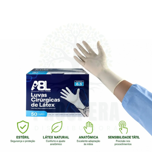 Luva Cirúrgica De Látex Estéril Com Pó ABL SAÚDE Premium (PAR)