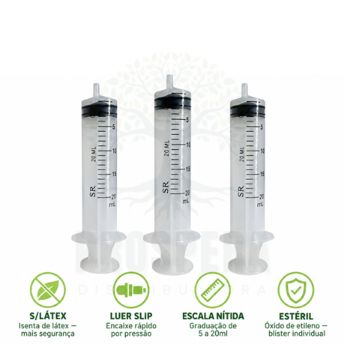 Seringa 20ml Sem Agulha Luer Slip (blister) - SR