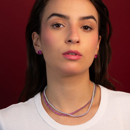 Brinco Ponto De Luz Pink - Clássicos Laura Mehl