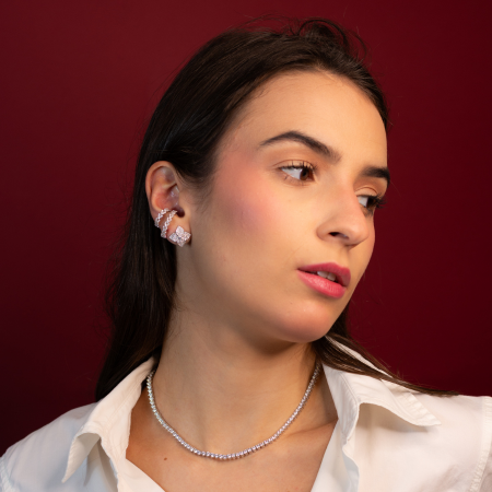 Piercing De Pressão Duplo Cravejado - Luminare