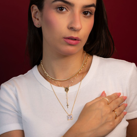 Corrente Terço Com Pérola - Linha Religiosa