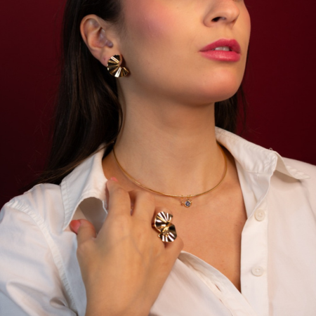 Anel Contemporâneo Banho Ouro 18K - Luminare