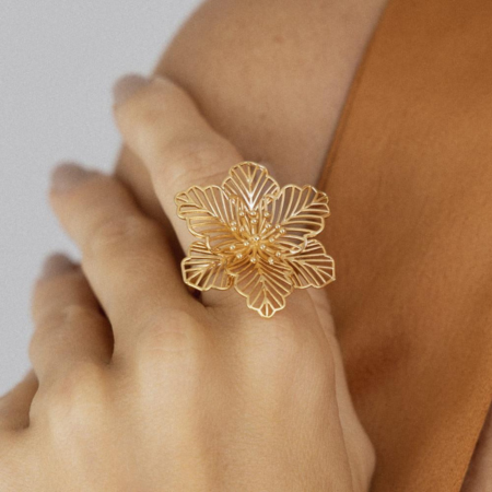 Anel Flor Banho Ouro 18K - Jardim