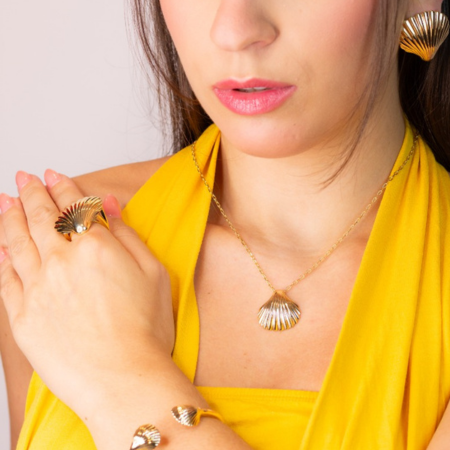 Anel Concha Banho Ouro 18K - Aurora