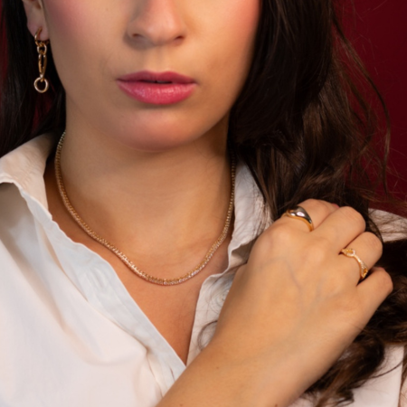 Anel Elos Cravejados Banho Ouro 18K - Luminare