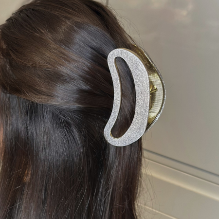 Prendedor Acetado + Metal G Cinza Brilhante