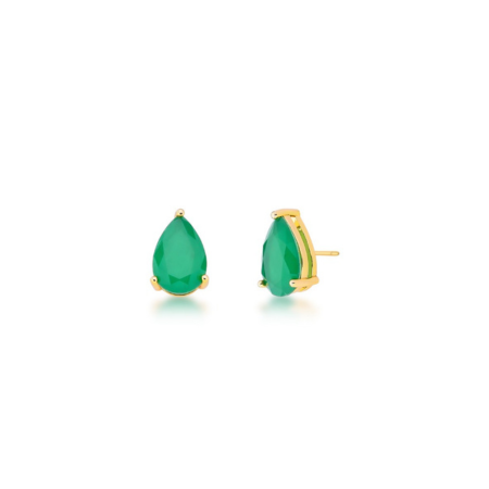 Brinco Gota Esmerada Banho ouro 18k - Esmeralda