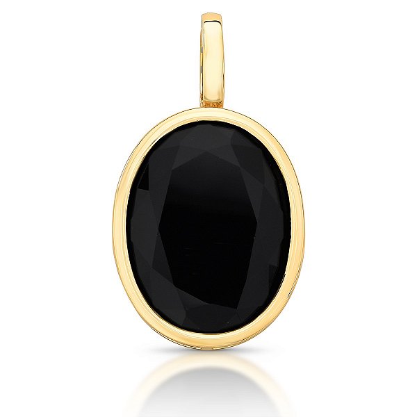 Pingente de Cristal Negro - Banho Ouro 18k