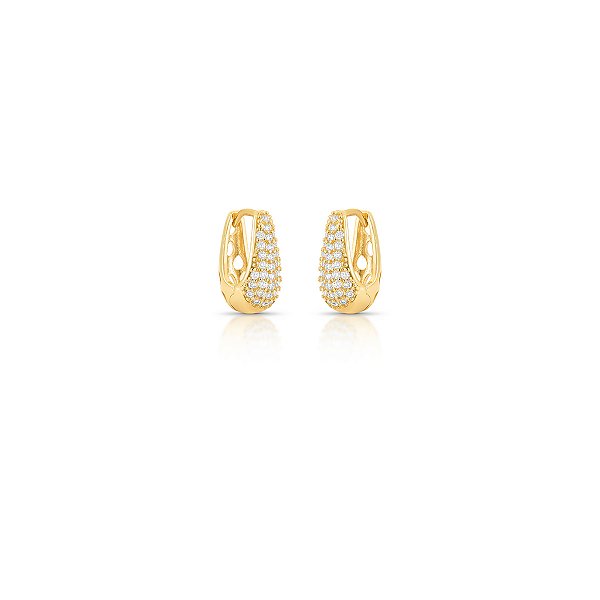 Argola Laura Cravejada - Banho Ouro 18k