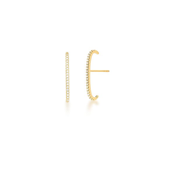 Brinco EarHook Cravajado - Banho Ouro 18k