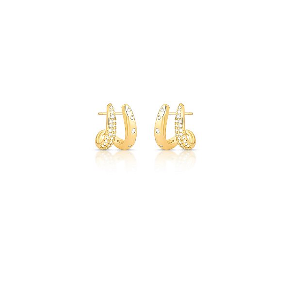 Brinco EarCuff Cravejado - Banho Ouro