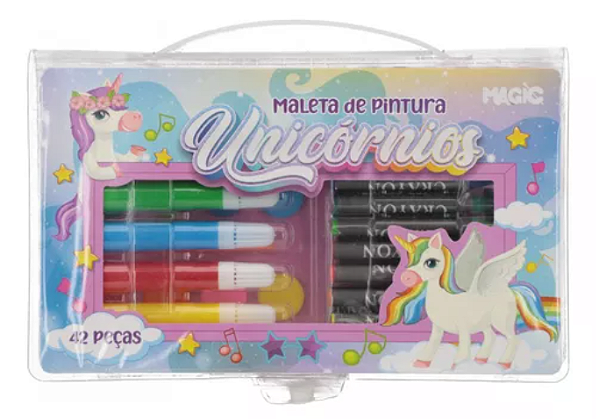 Maleta de pintura c/42 pçs Unicórnios