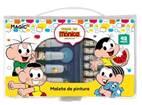 Maleta de pintura c/42 pçs Turma da Mônica