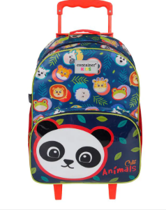 Kit mochila escolar cute animais c/rodinhas