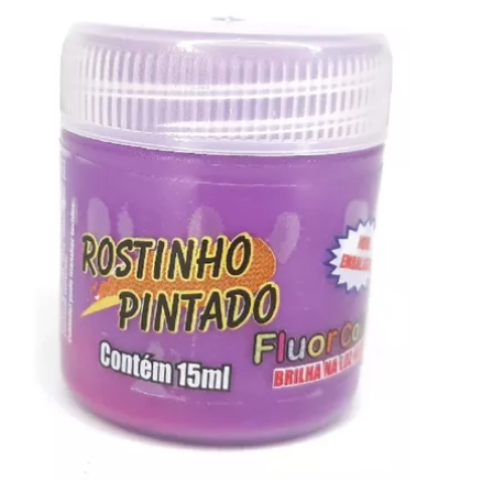 Tinta Facial/Corporal Líquida Roxa Fluorescente 15 ml