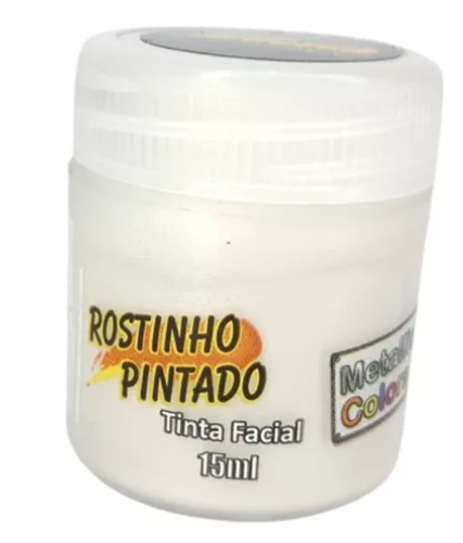 Tinta Facial/Corporal Líquida Branco Metálico 15 ml