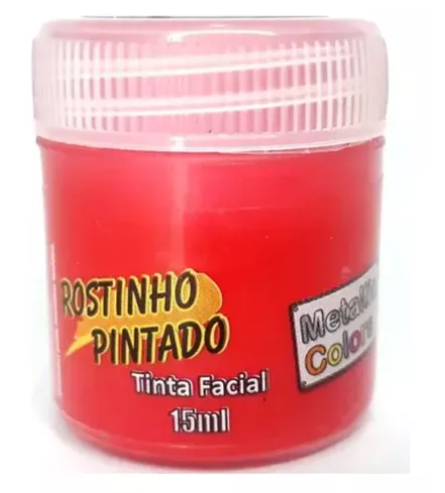 Tinta Facial/Corporal Líquida Vermelho Metálico 15 ml