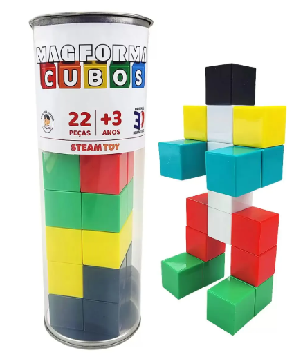 Blocos de Montar Magnéticos Cubos c/22 pçs