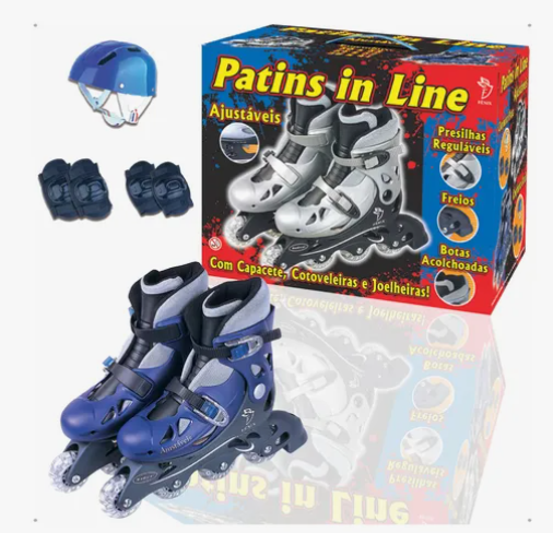 Patins Roller In - Line Ajustável c/Acessórios