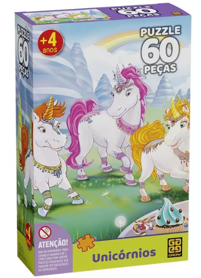 Quebra Cabeça Unicórnios C/60 Pçs
