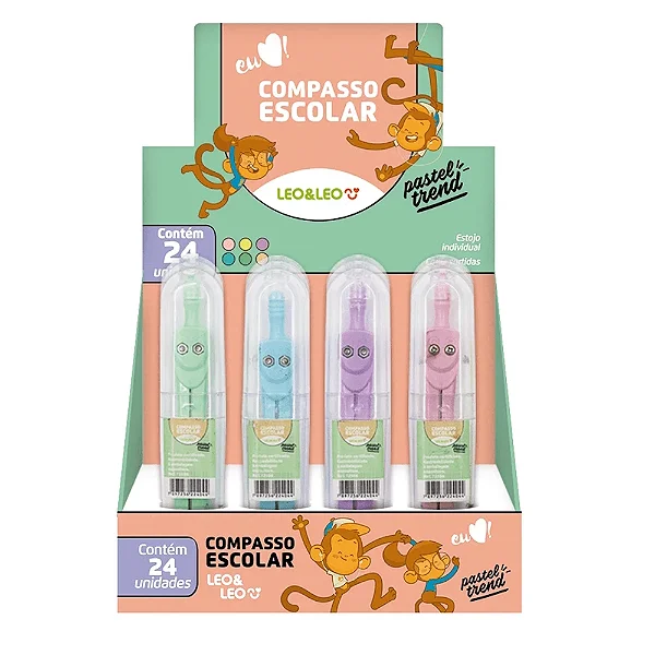 Compasso Escolar Pastel Trend Leo e Leo