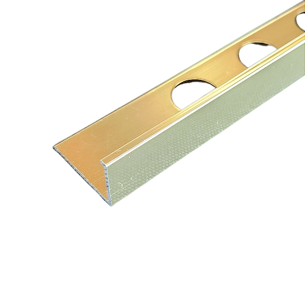 Perfil Alumínio Escadas e Acabamento de Porcelanato 12mm - Dourado