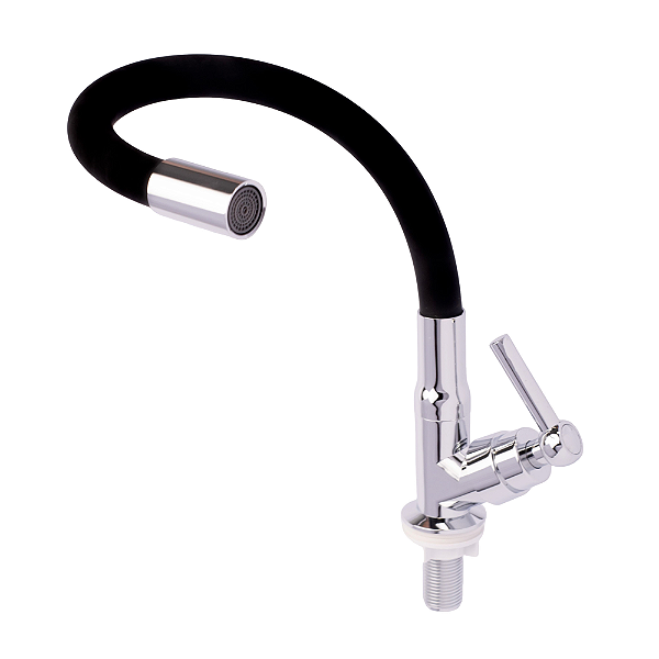Torneira para Cozinha de Mesa Bica Flexível Gourmet Preta