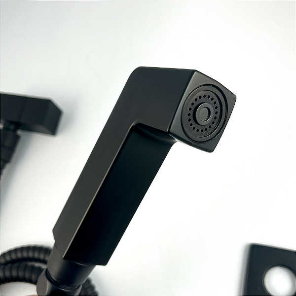 Ducha Higiênica Quadrada 1/4 De Volta Completa (Preto Fosco)