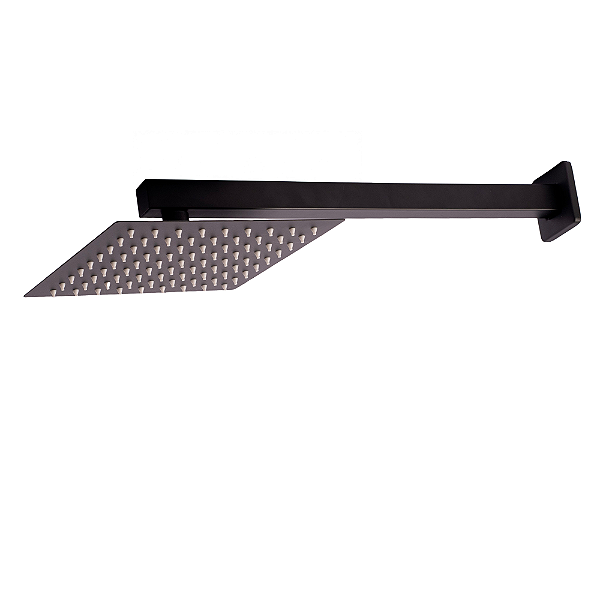 Ducha Externa Quadrada 20x20 Em Inox (Preto Fosco)